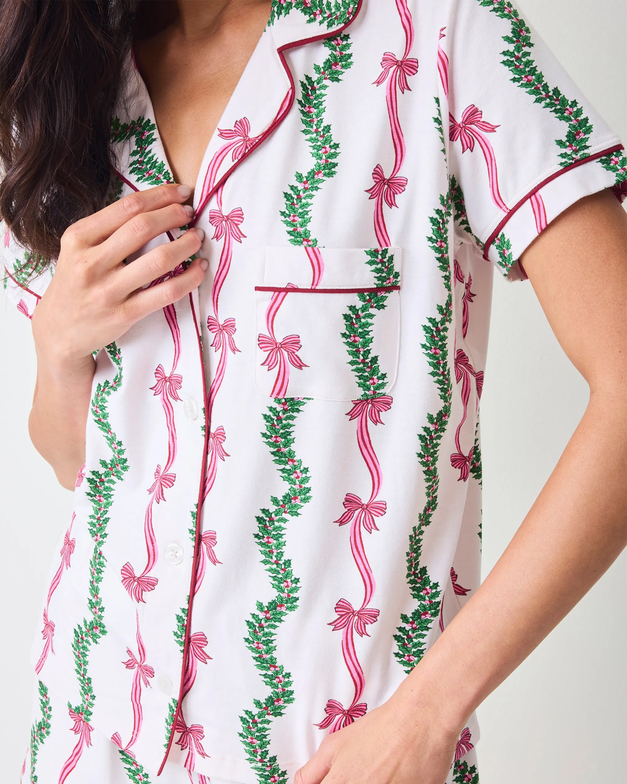 Ribbons & Bows - Organic Pima Modal Knit Short PJ Set - Vanilla Cream sold by Printfresh product image thumbnail 3