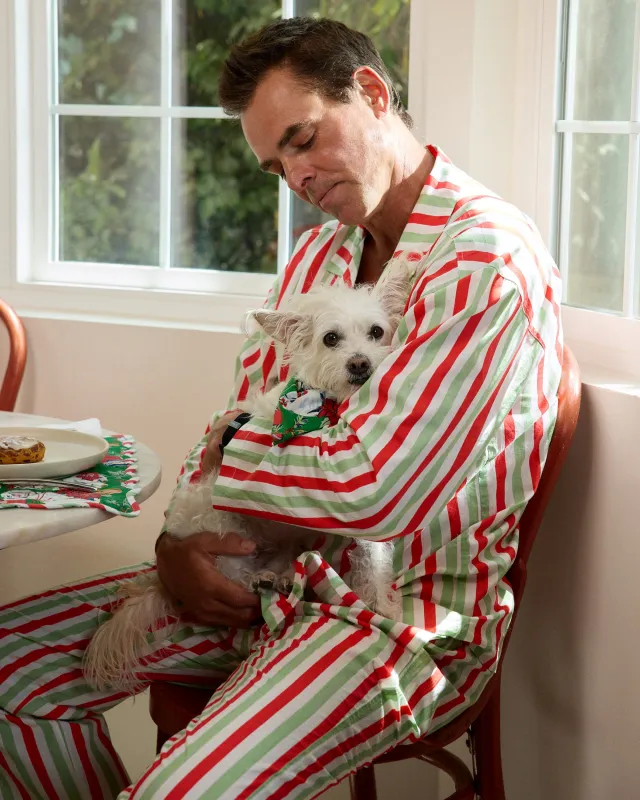 Elf Stripes - Men’s Long PJ Set - Sage & Cherry made by Printfresh