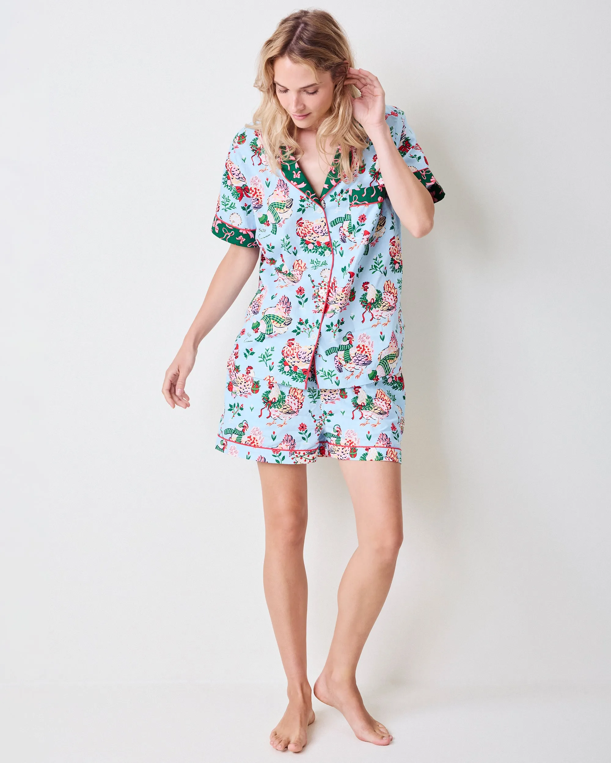 Holiday Hens - Short PJ Set - Pale Blue sold by Printfresh product image thumbnail 4