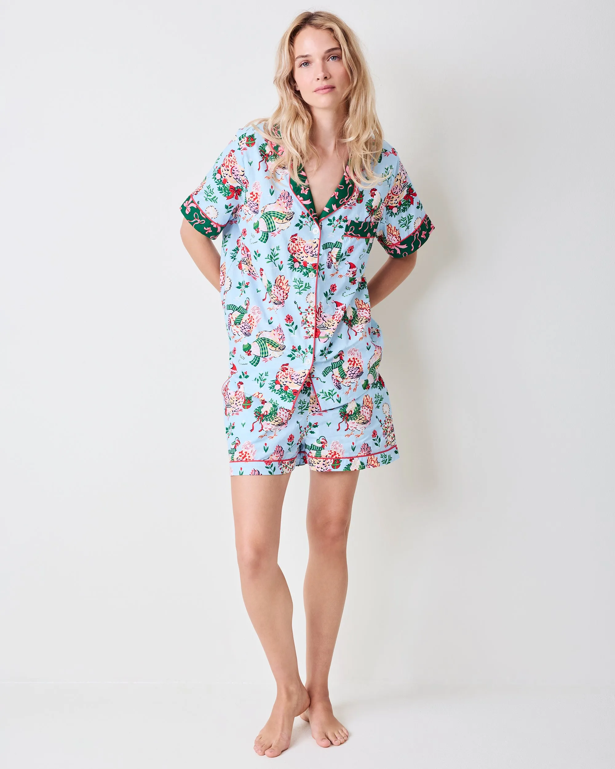 Holiday Hens - Short PJ Set - Pale Blue sold by Printfresh product image thumbnail 2