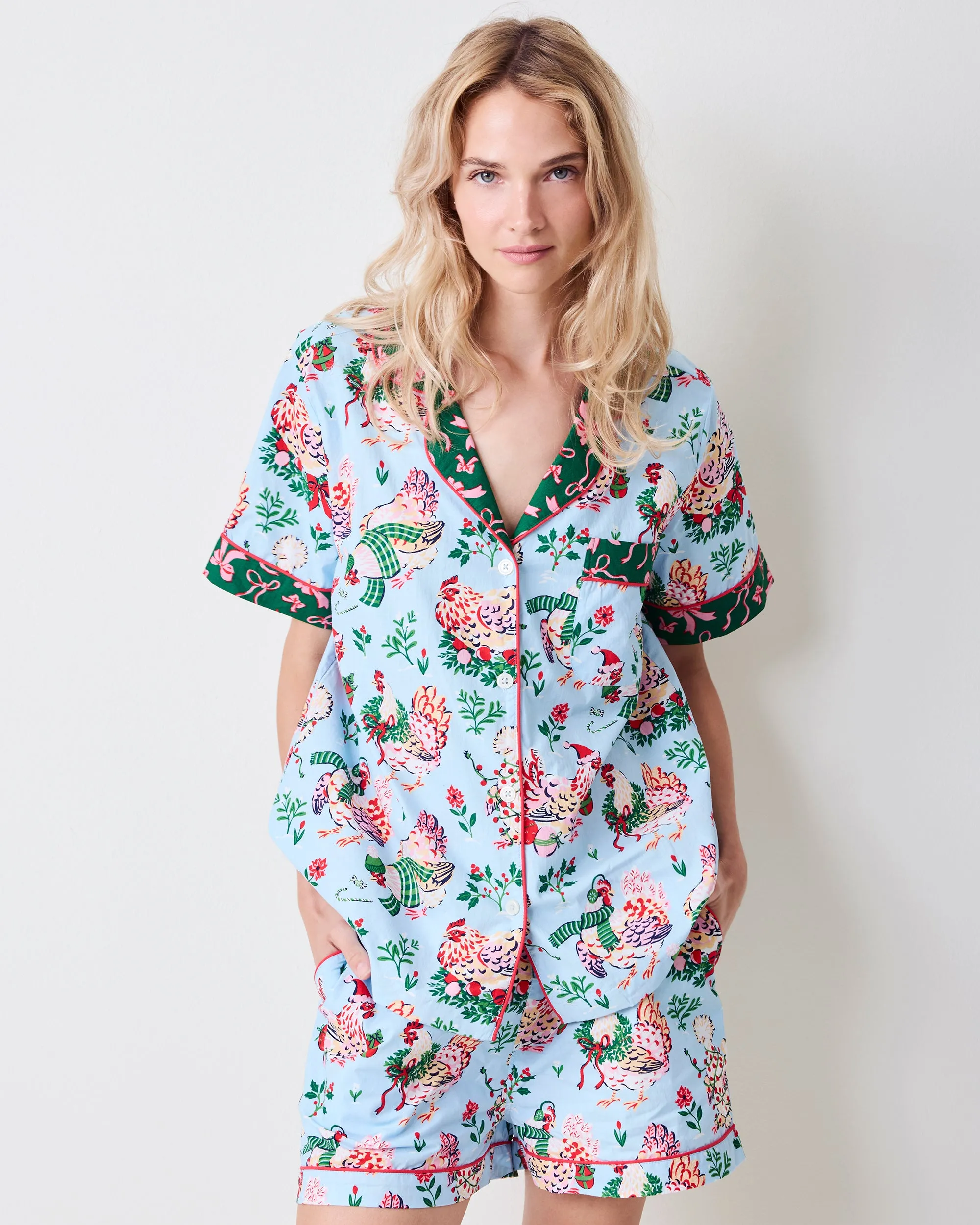 Holiday Hens - Short PJ Set - Pale Blue sold by Printfresh product image thumbnail 5