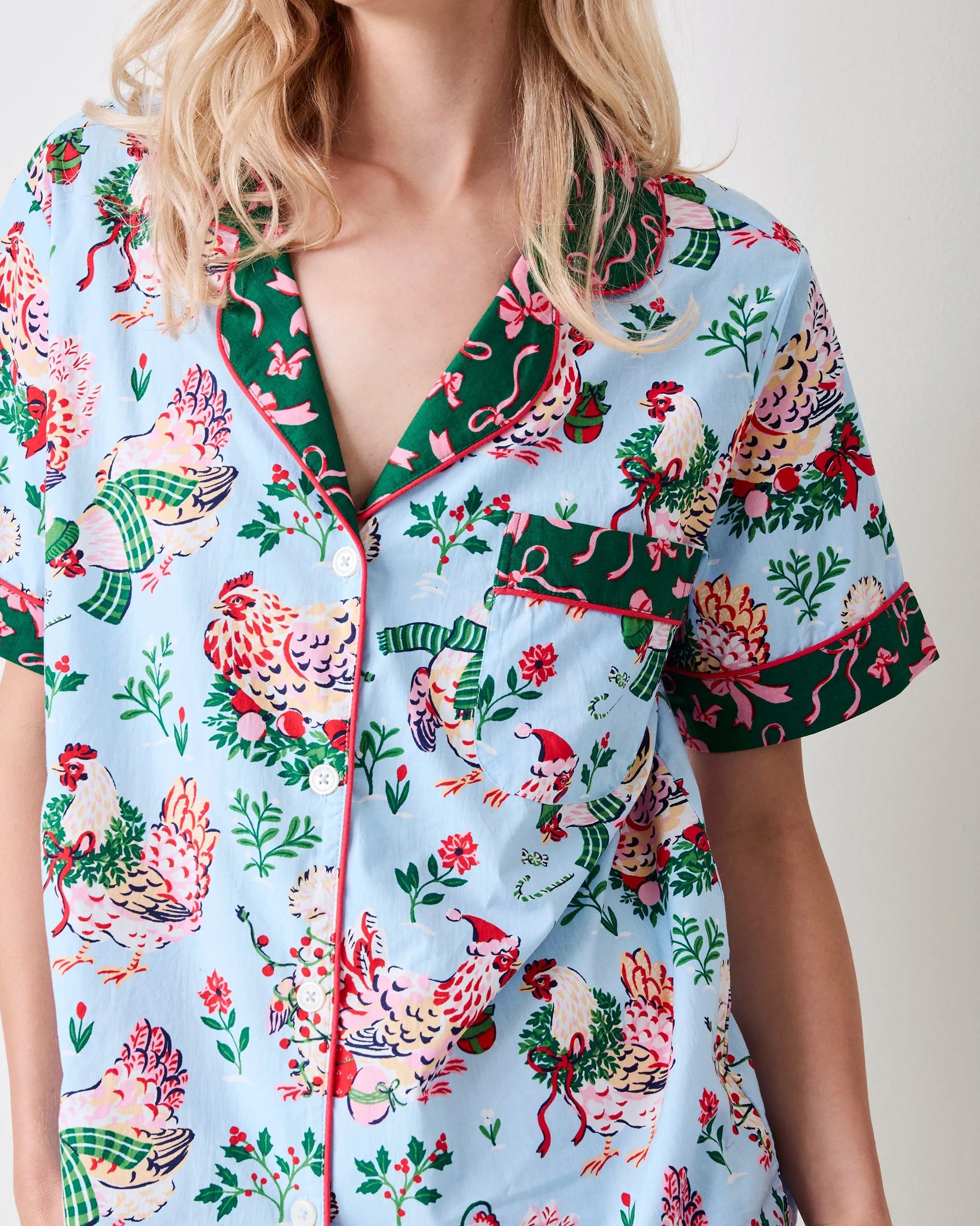 Holiday Hens - Short PJ Set - Pale Blue sold by Printfresh product image thumbnail 3
