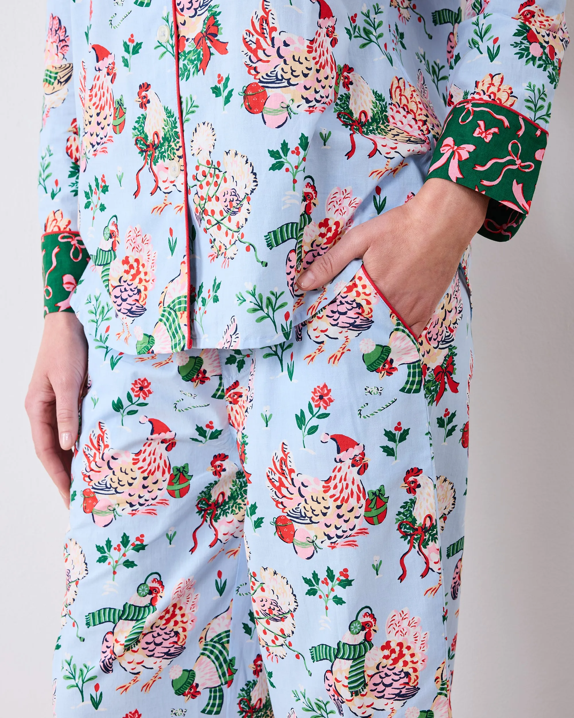 Holiday Hens - Petite Long PJ Set - Pale Blue sold by Printfresh product image thumbnail 4