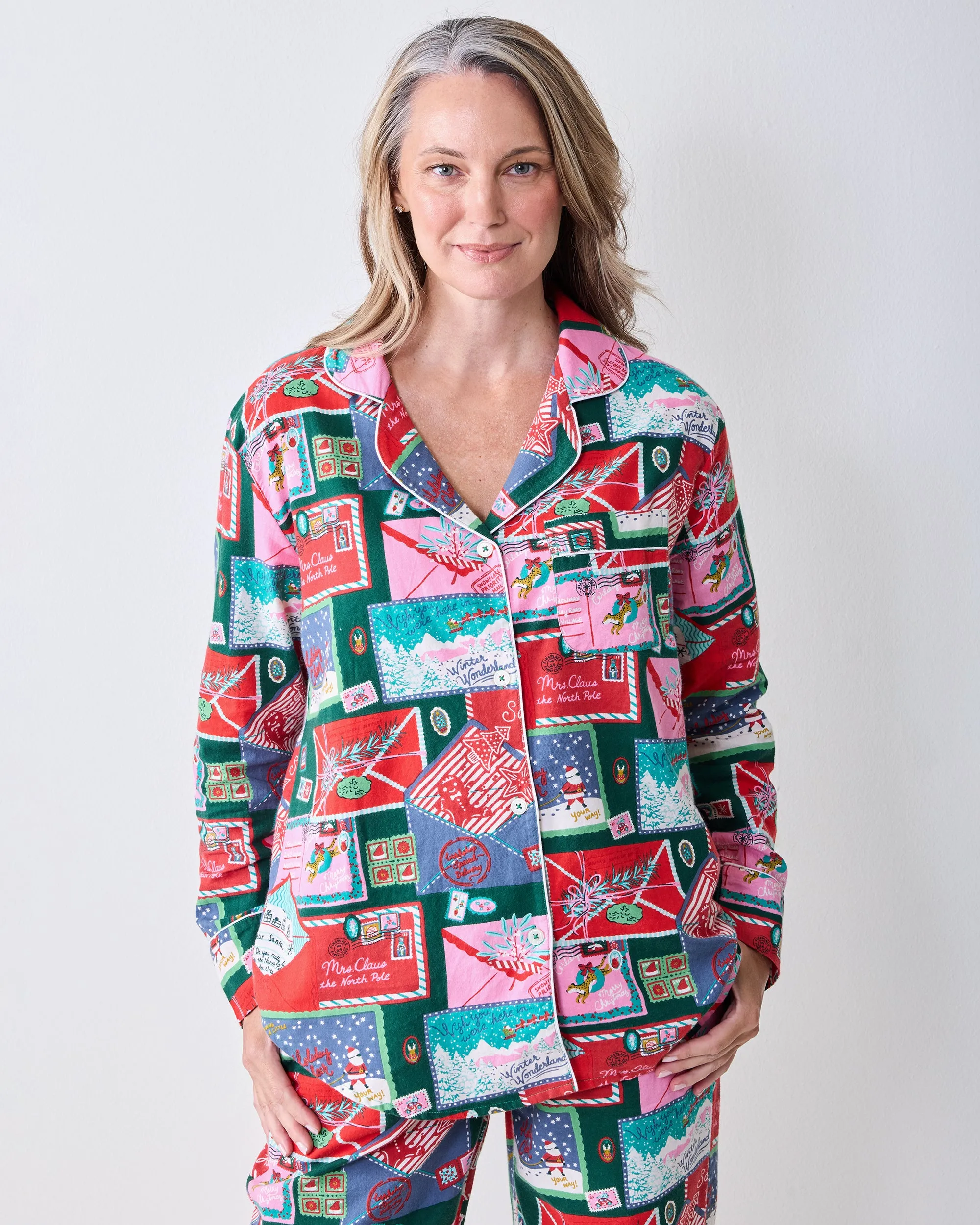 Letters to Santa - Lightweight Flannel Long PJ Set - Trimmed Tree sold by Printfresh