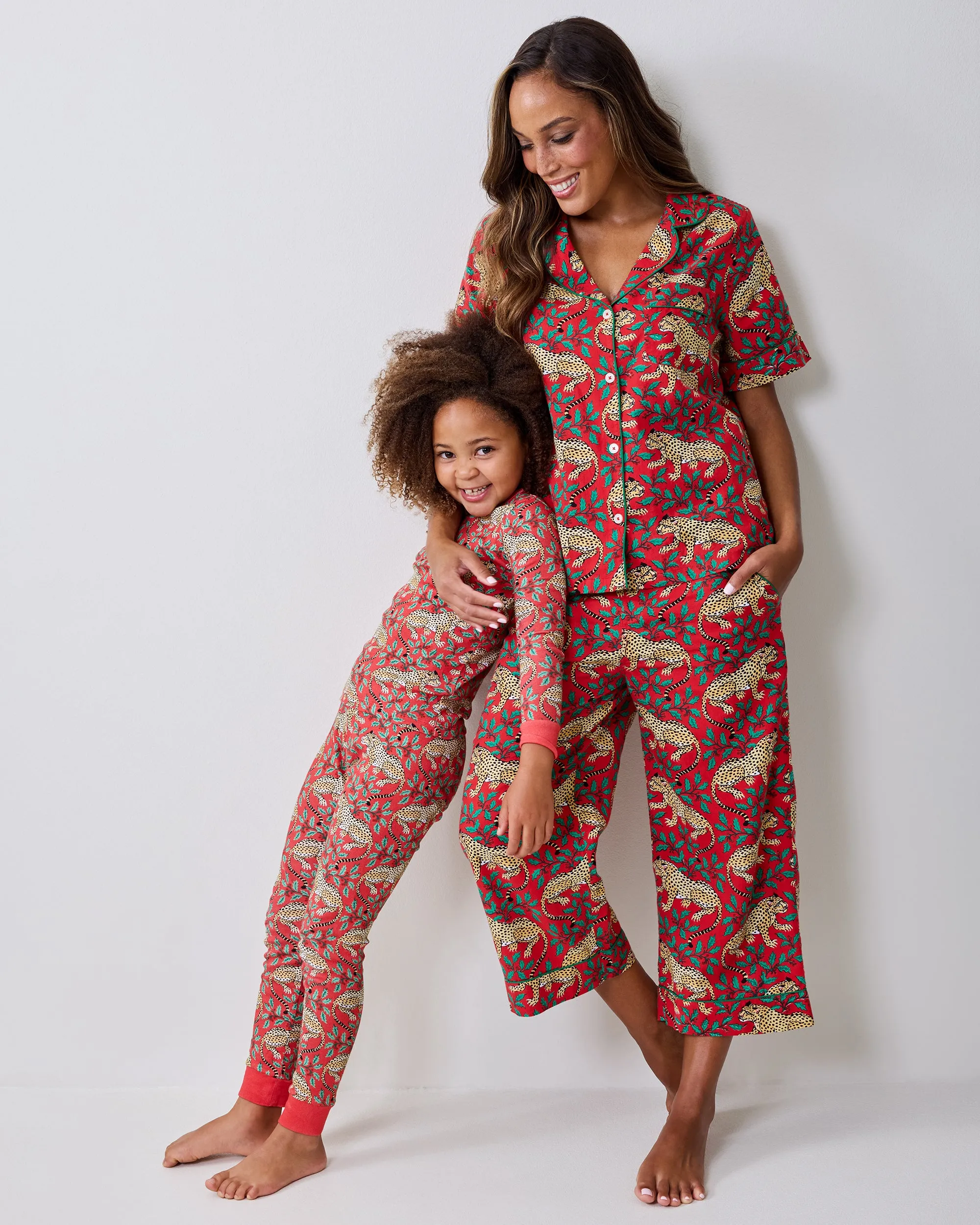 Winter Holly Bagheera - Lightweight Flannel Short Sleeve Top & Cropped Pants Set - Ruby sold by Printfresh product image thumbnail 3