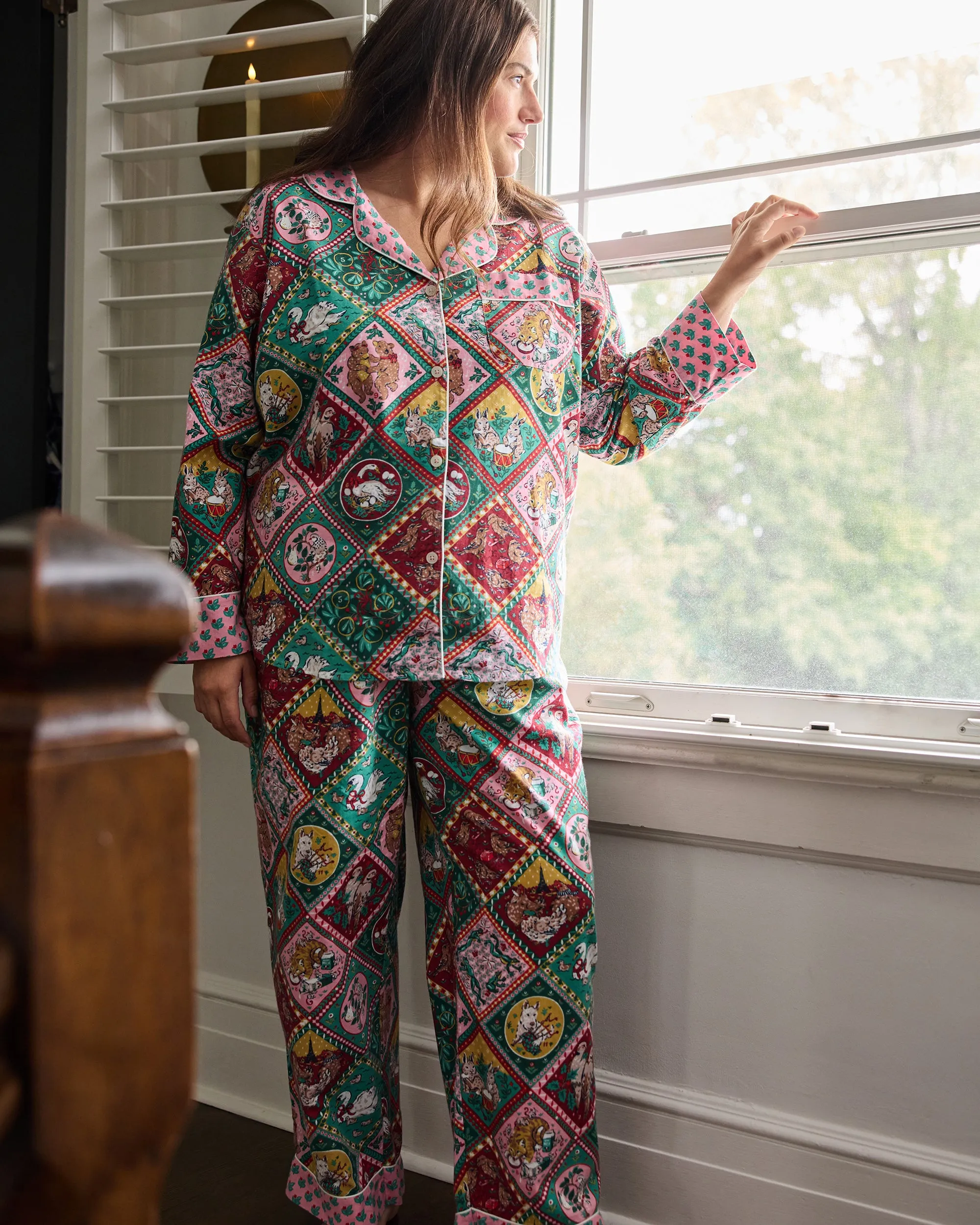12 Days of Christmas - Lightweight Flannel Long PJ Set - Vintage Holiday sold by Printfresh product image thumbnail 2
