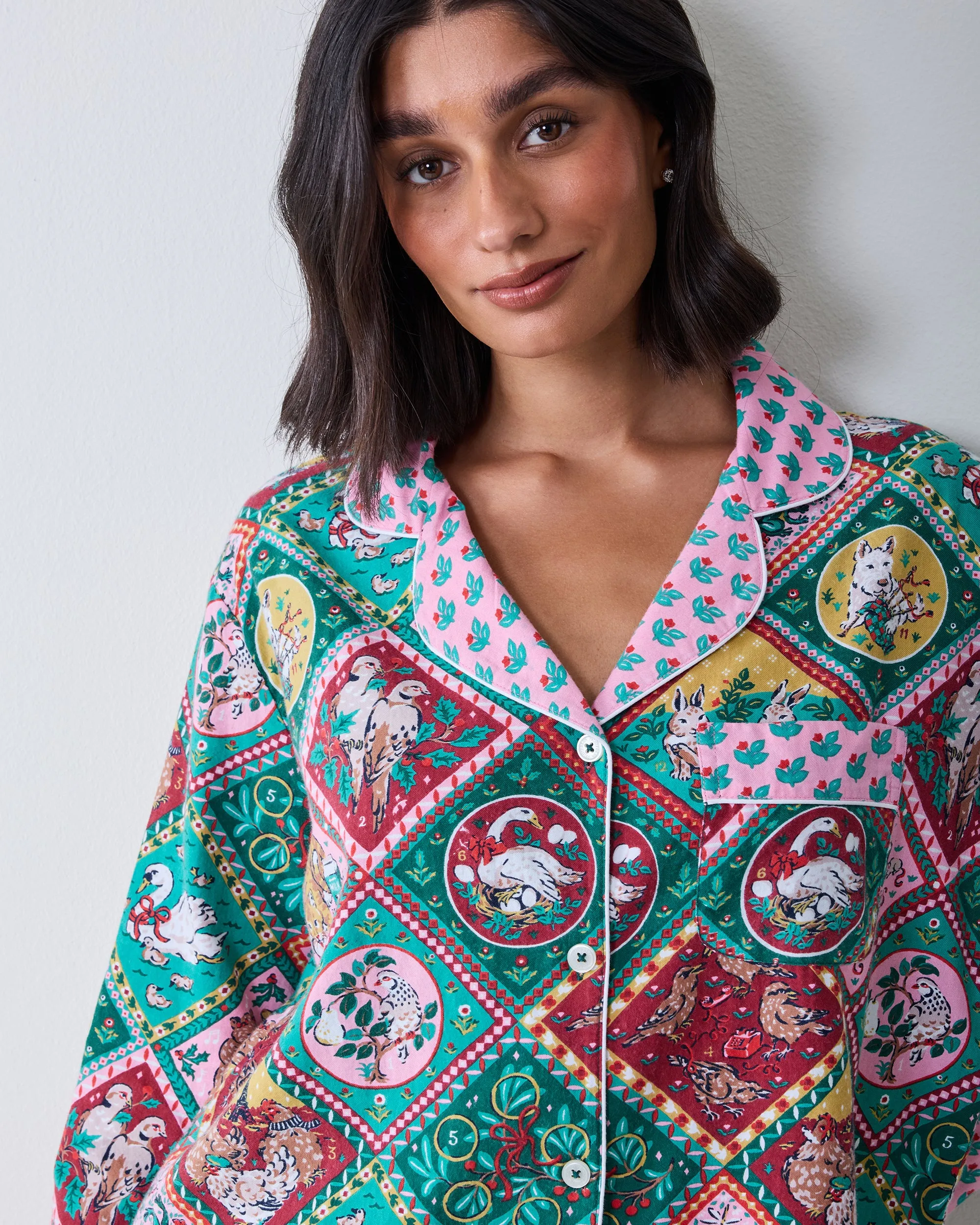 12 Days of Christmas - Lightweight Flannel Long PJ Set - Vintage Holiday sold by Printfresh product image thumbnail 3