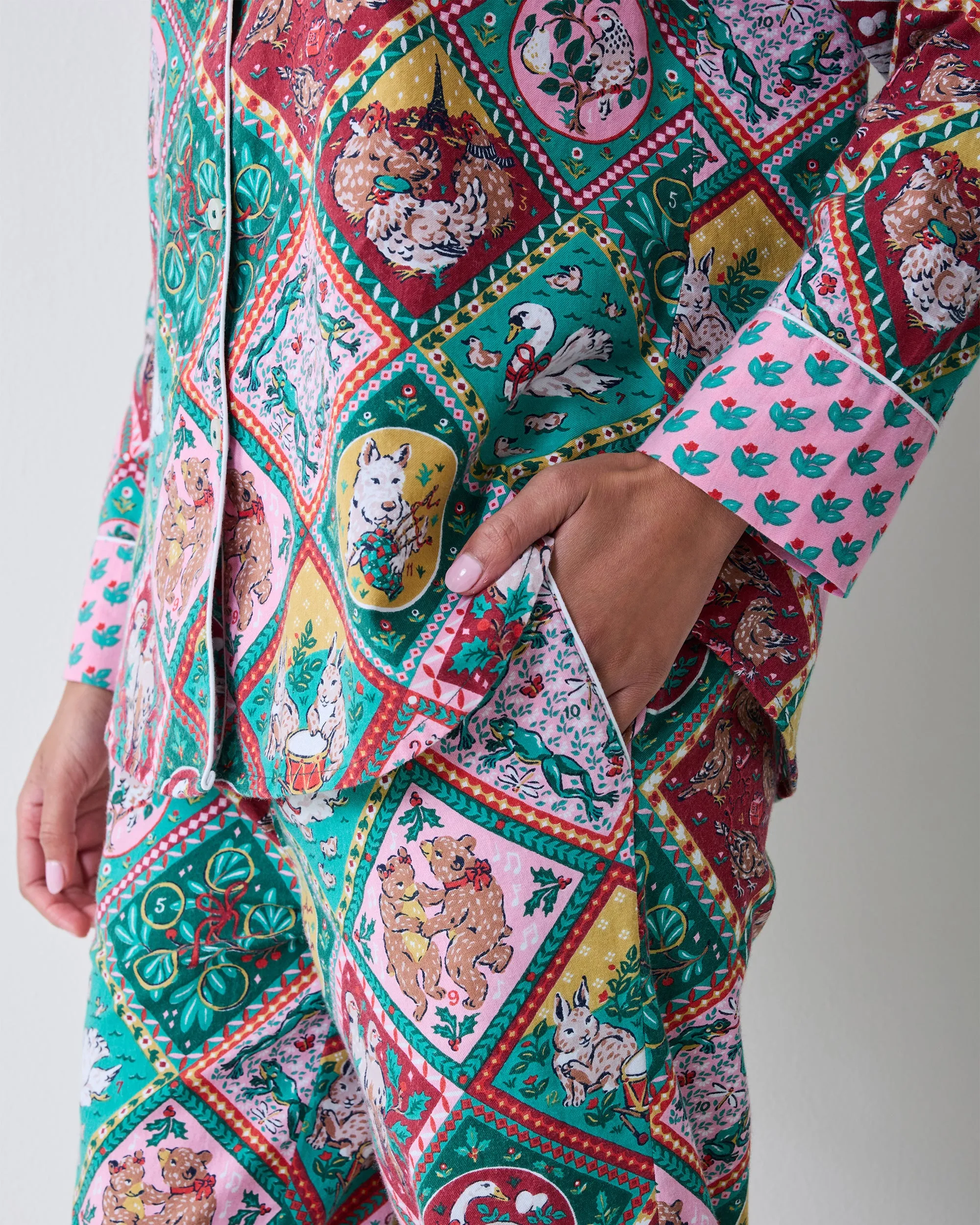 12 Days of Christmas - Lightweight Flannel Long PJ Set - Vintage Holiday sold by Printfresh product image thumbnail 4