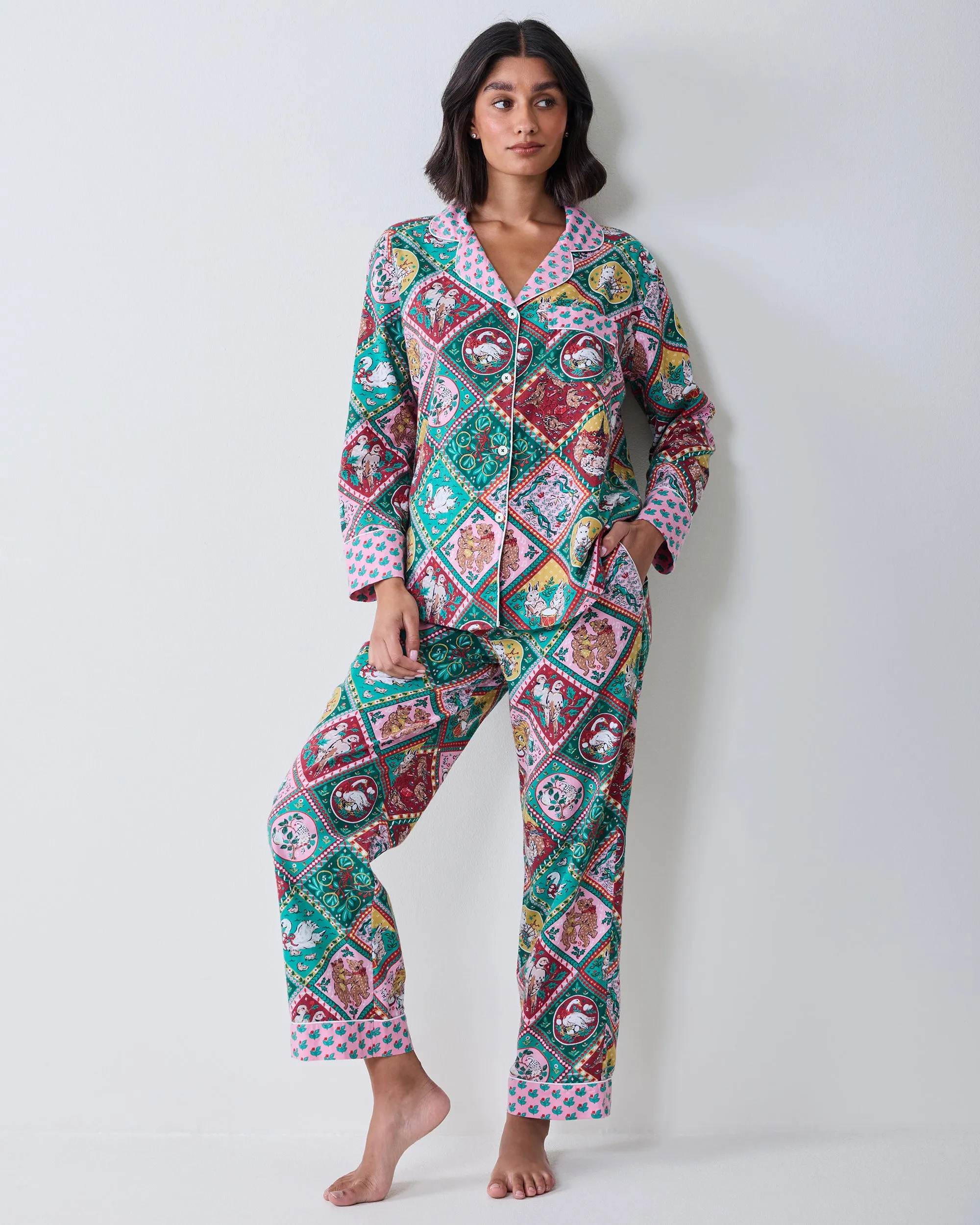 12 Days of Christmas - Lightweight Flannel Long PJ Set - Vintage Holiday sold by Printfresh product image thumbnail 5