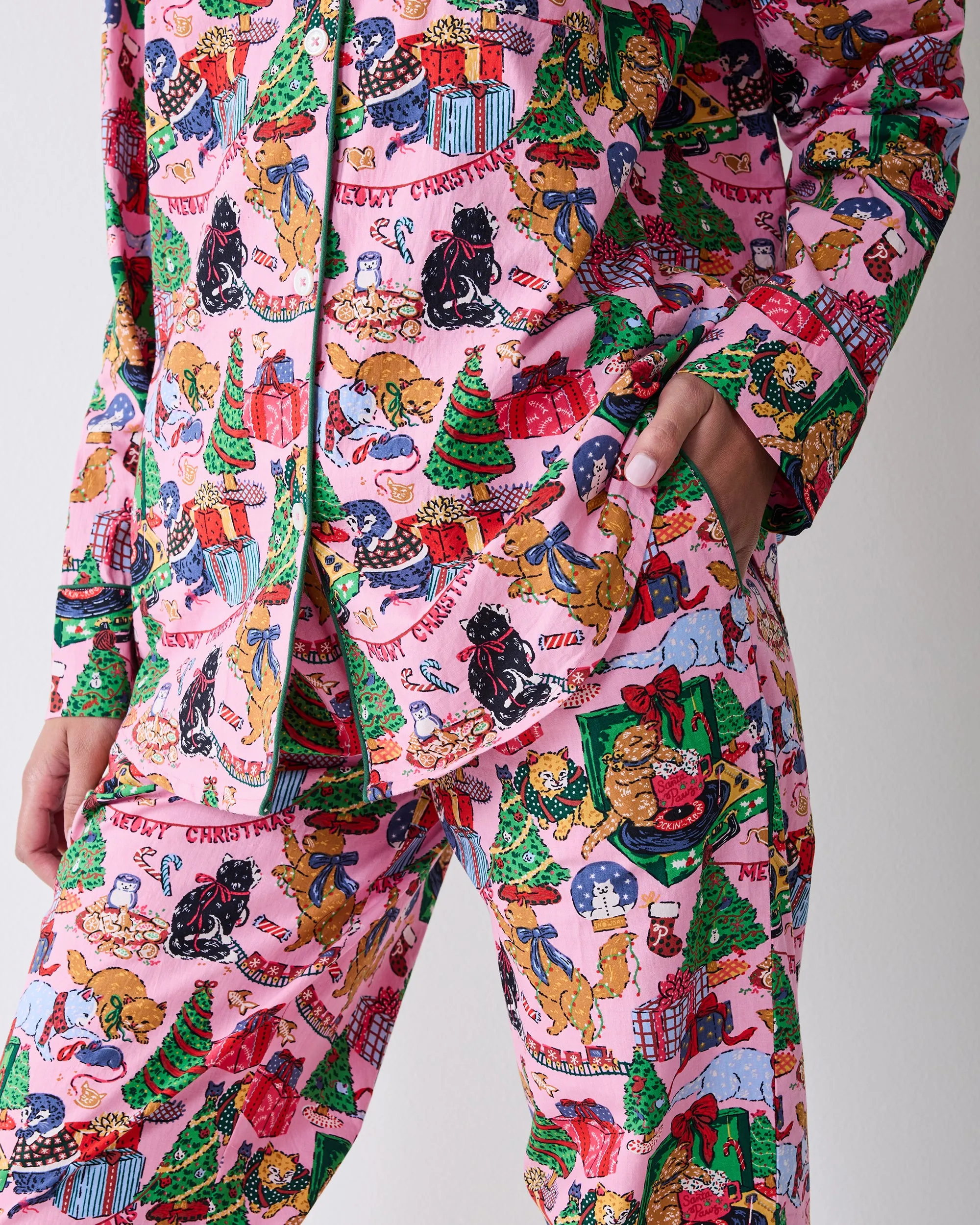 Meowy Christmas - Petite Long PJ Set - Candy Pink sold by Printfresh product image thumbnail 4