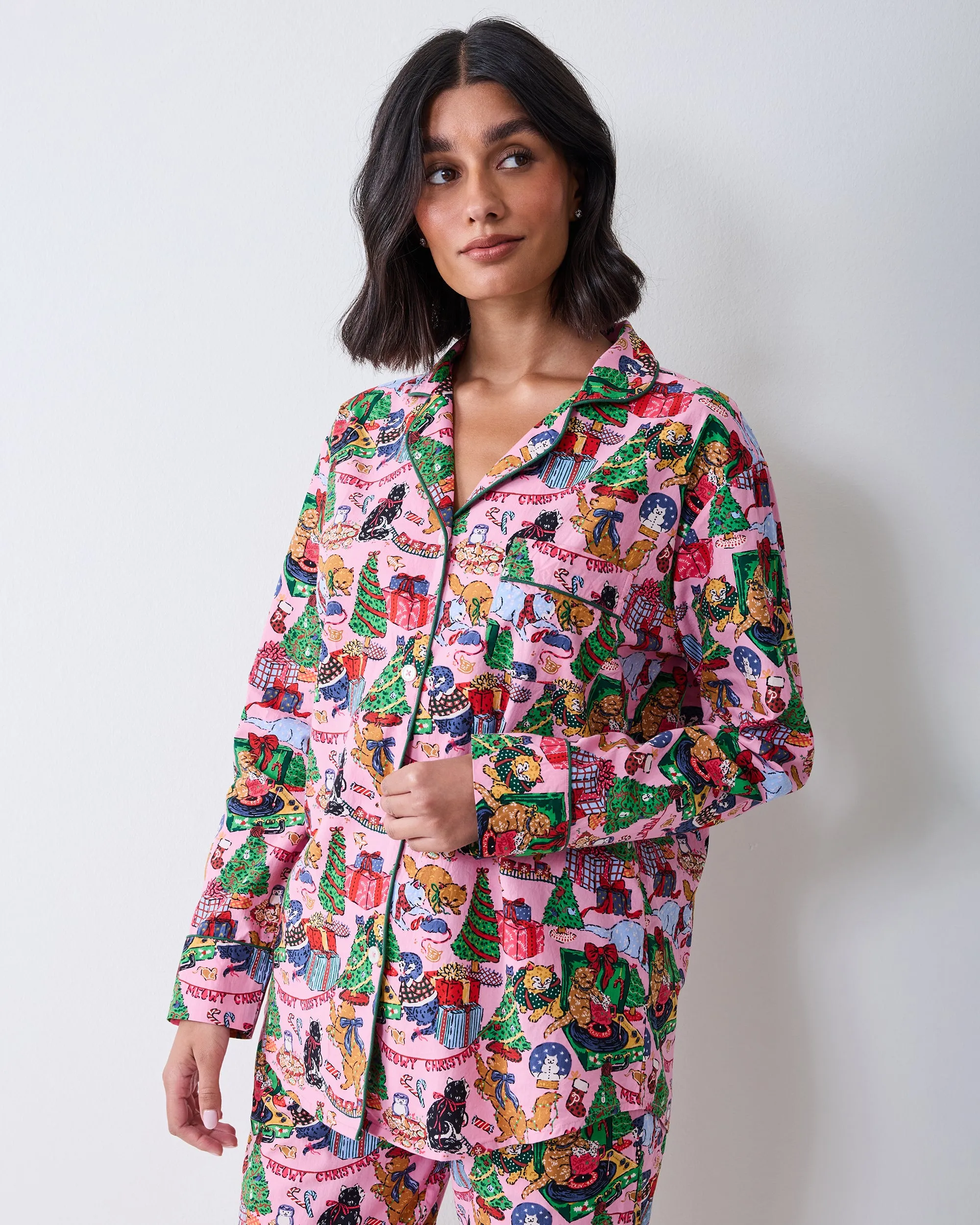 Meowy Christmas - Petite Long PJ Set - Candy Pink sold by Printfresh product image thumbnail 5