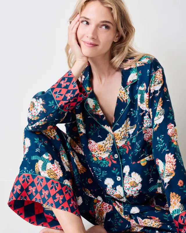 Holiday Hens - Petite Eco Satin Tunic Soho Set - Winter Night made by Printfresh