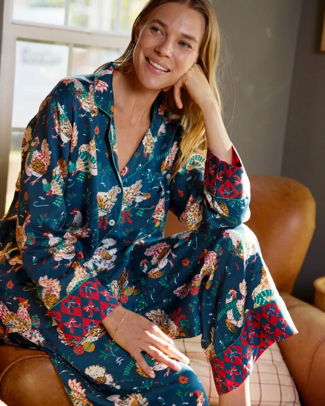 Holiday Hens - Eco Satin Tunic Soho Set - Winter Night made by Printfresh