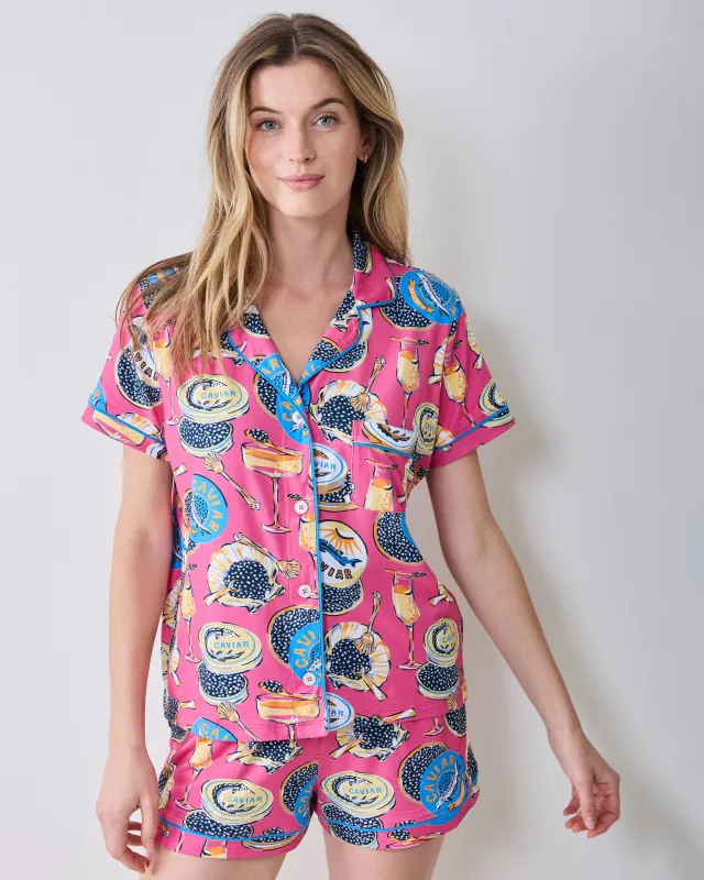 Champagne & Caviar - Organic Pima Modal Knit Short PJ Set - Hot Pink made by Printfresh