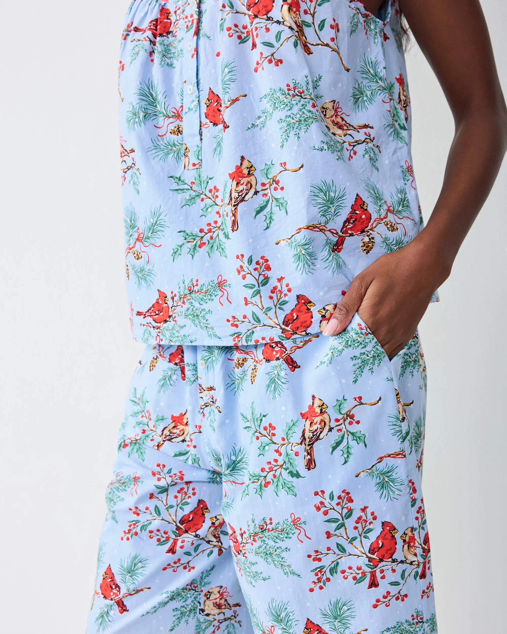 Winter Cardinals - Back to Bed Cropped Pant Set - Frosted Blue sold by Printfresh product image thumbnail 5
