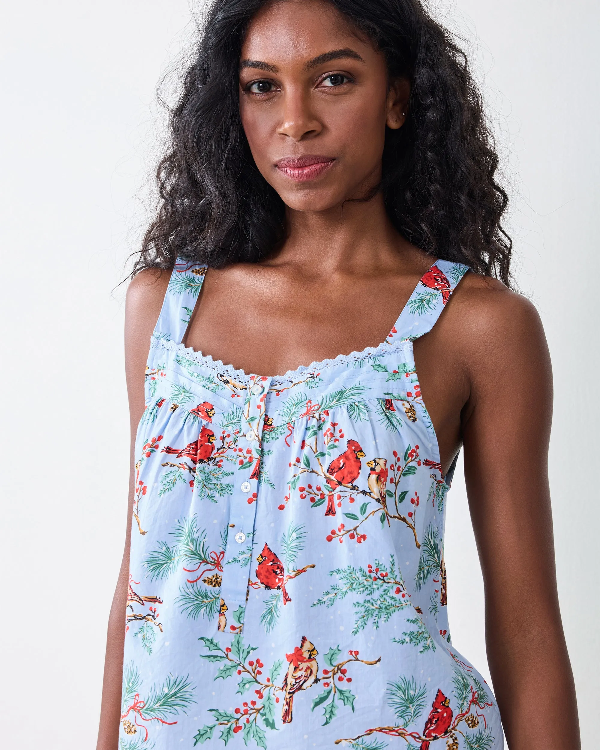Winter Cardinals - Back to Bed Cropped Pant Set - Frosted Blue sold by Printfresh product image thumbnail 3
