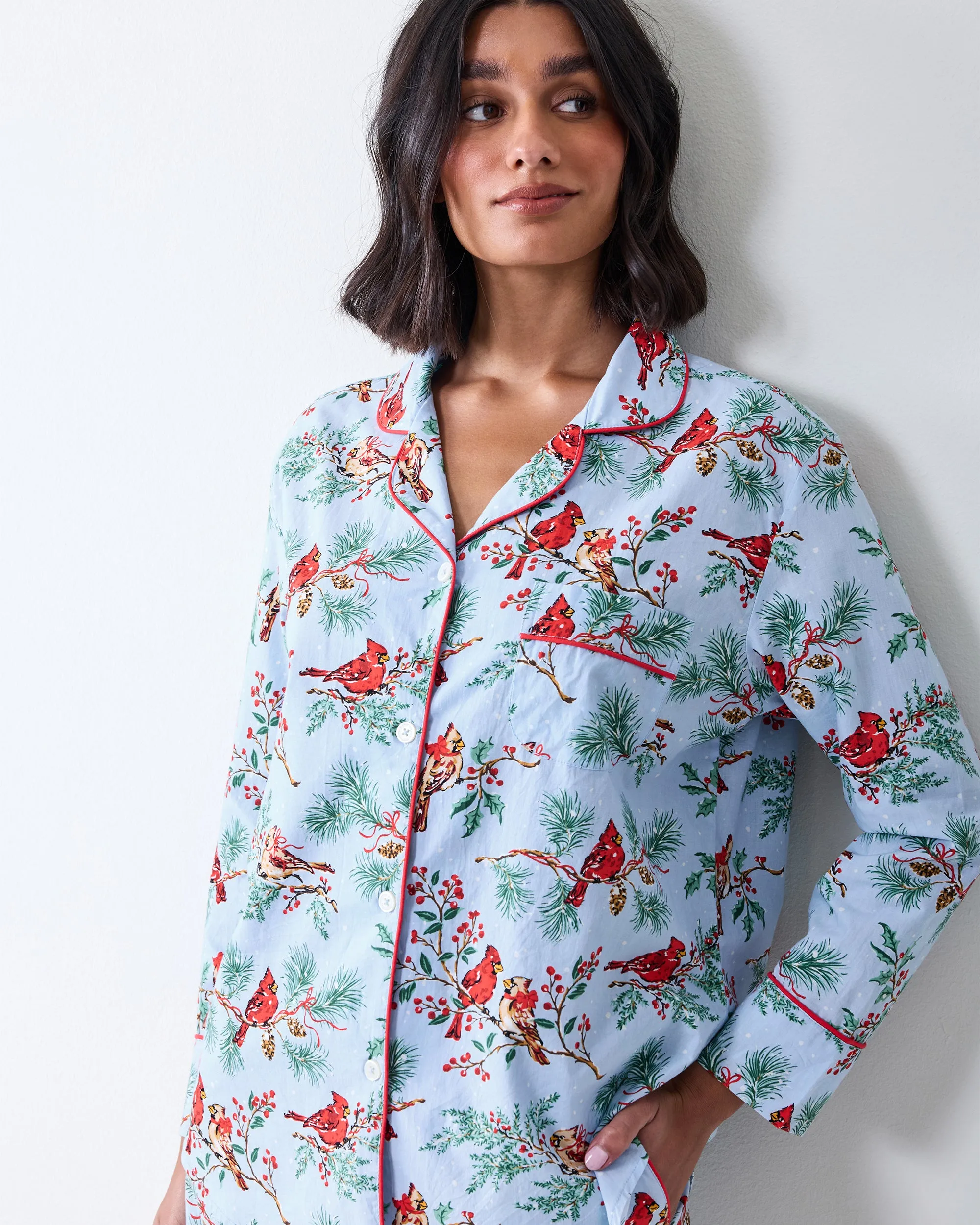 Winter Cardinals - Long PJ Set - Frosted Blue sold by Printfresh product image thumbnail 5
