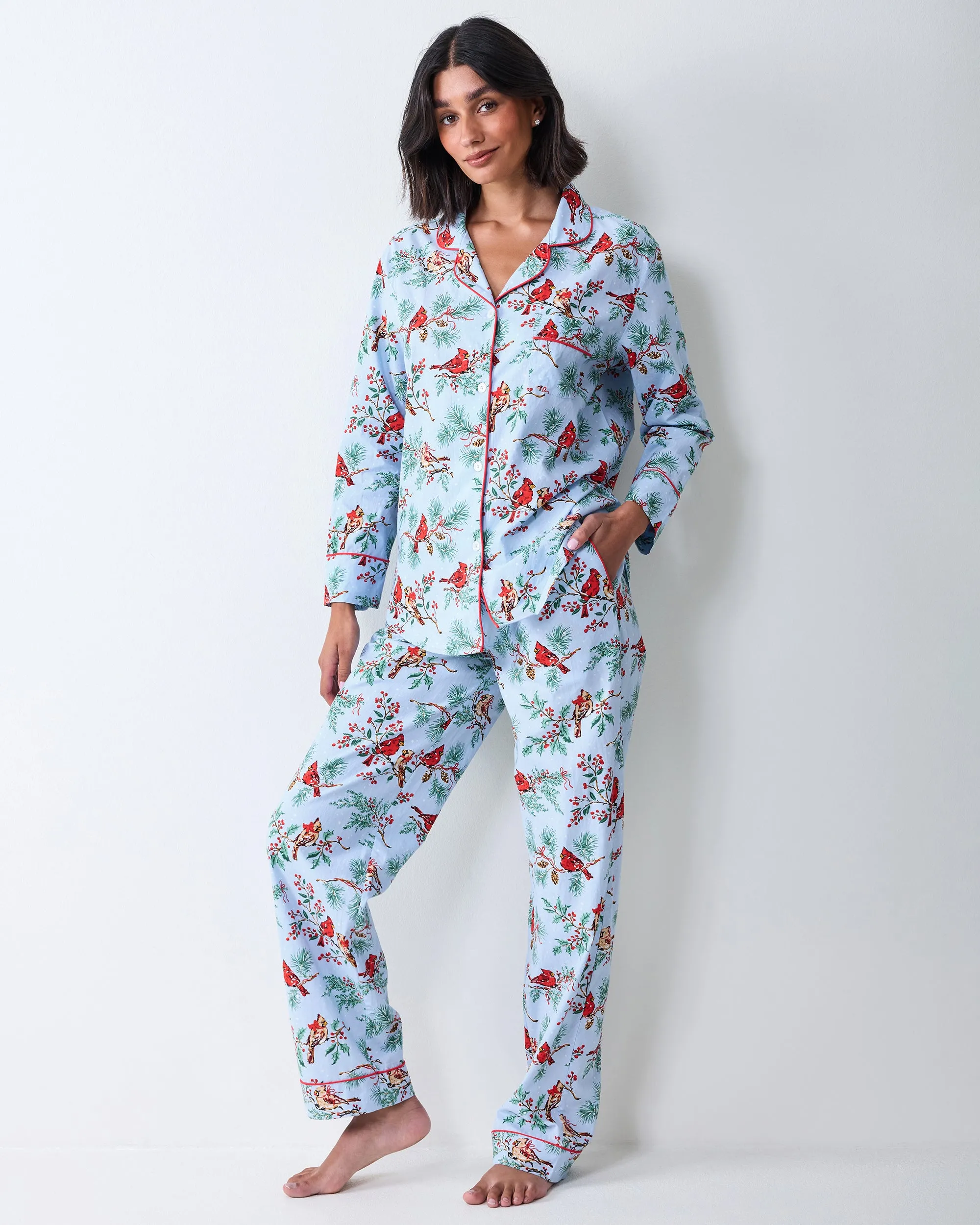 Winter Cardinals - Long PJ Set - Frosted Blue sold by Printfresh product image thumbnail 2
