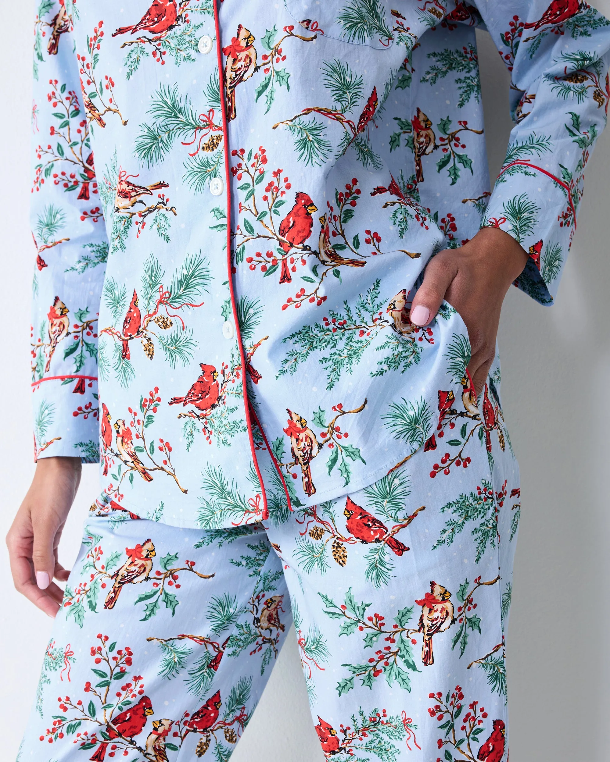 Winter Cardinals - Long PJ Set - Frosted Blue sold by Printfresh product image thumbnail 4