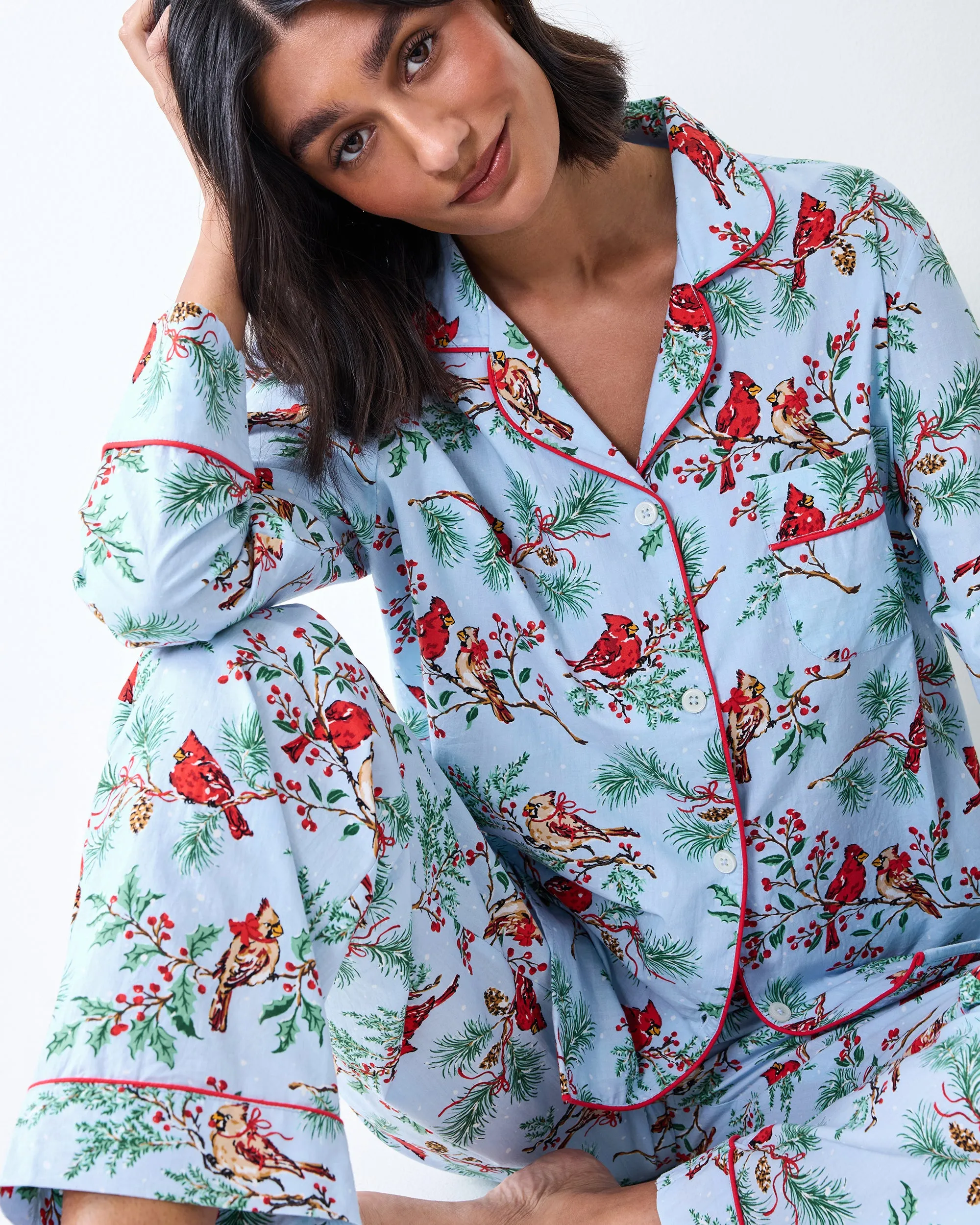 Winter Cardinals - Long PJ Set - Frosted Blue sold by Printfresh product image thumbnail 3