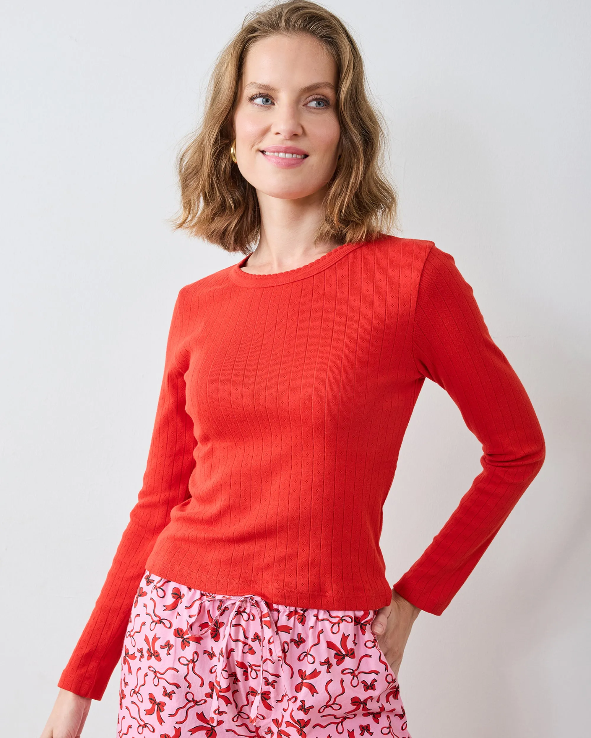 Candy Crimson - Pointelle Long Sleeve - Shirt sold by Printfresh product image thumbnail 3