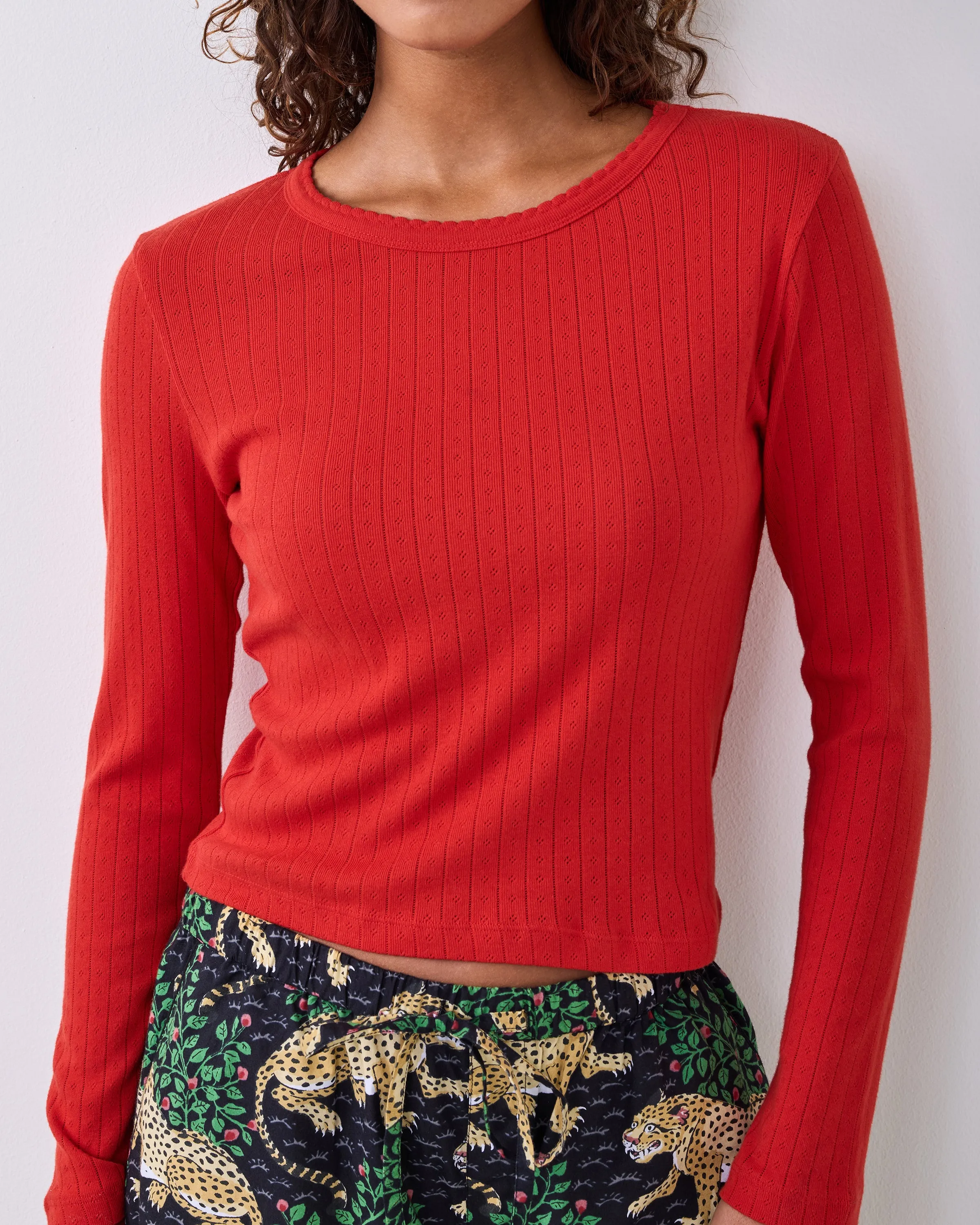 Candy Crimson - Pointelle Long Sleeve - Shirt sold by Printfresh product image thumbnail 2
