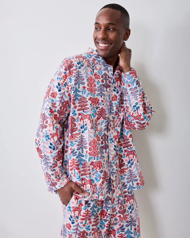 Folklore Forest - Men's Lightweight Flannel Long PJ Set - Cream made by Printfresh
