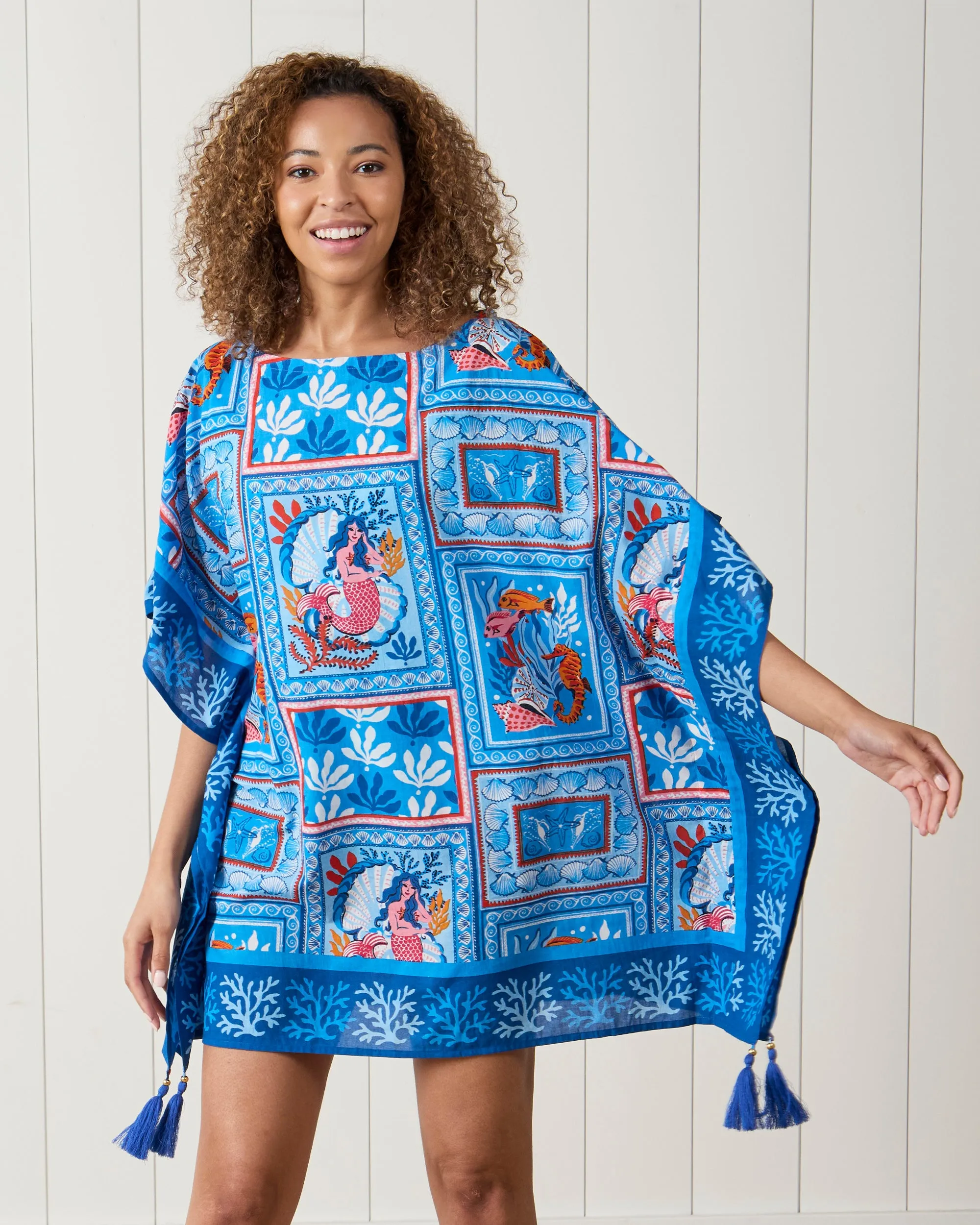 Tidal Tapestry - Cabana Club Cover-Up - Saltwater Blue sold by Printfresh product image thumbnail 3