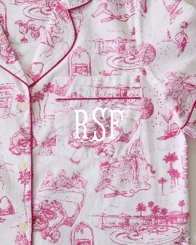 PF x Sean Taylor Girls' Trip Toile - Long Sleep Set - Pink Cloud sold by Printfresh