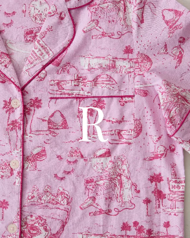 PF x Sean Taylor Girls' Trip Toile - Short PJ Set - Rose sold by Printfresh
