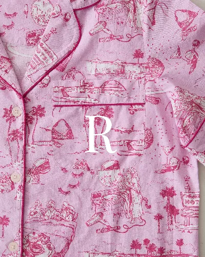 PF x Sean Taylor Girls' Trip Toile - Short PJ Set - Rose sold by Printfresh