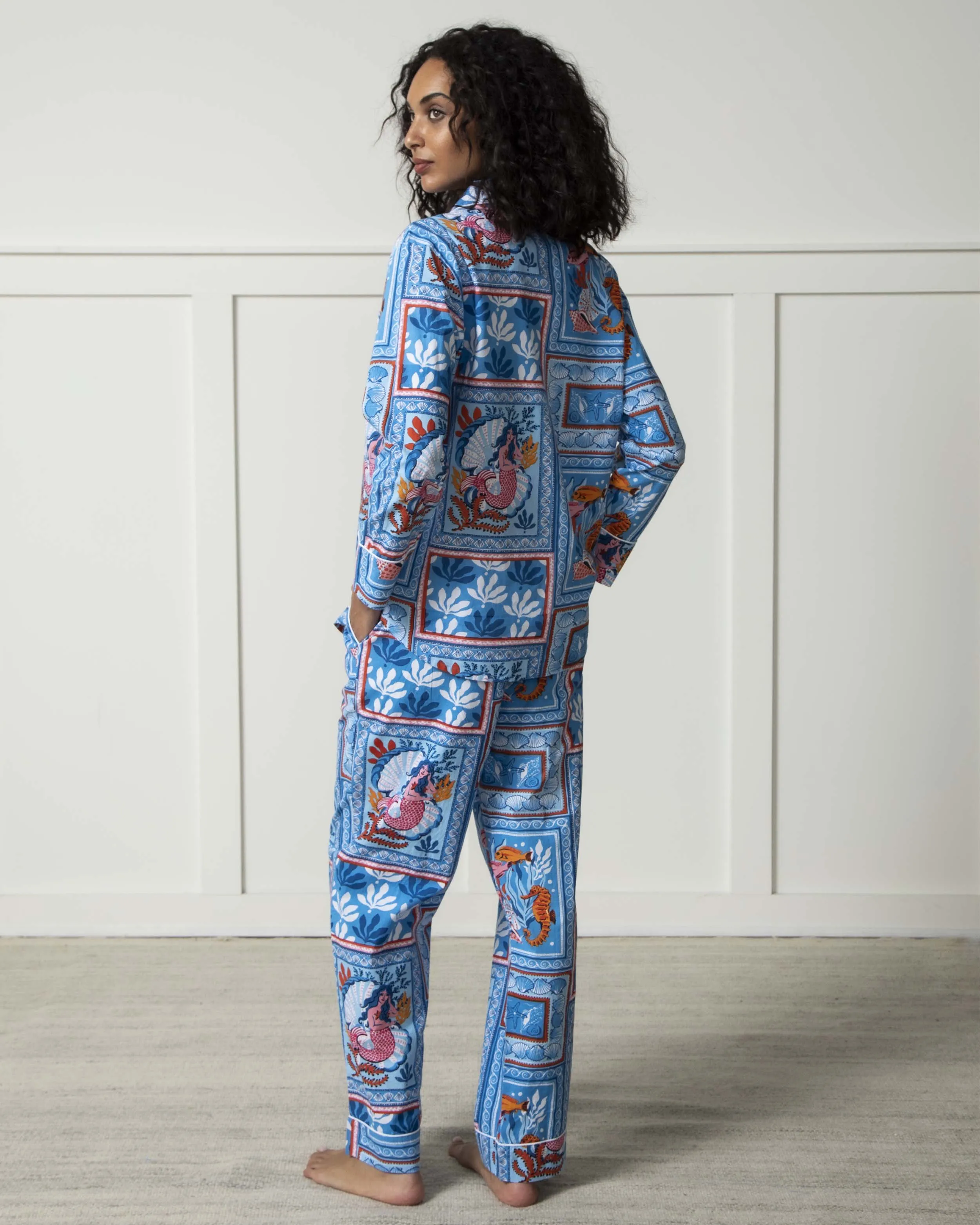 Tidal Tapestry - Petite Long PJ Set - Saltwater Blue sold by Printfresh product image thumbnail 5