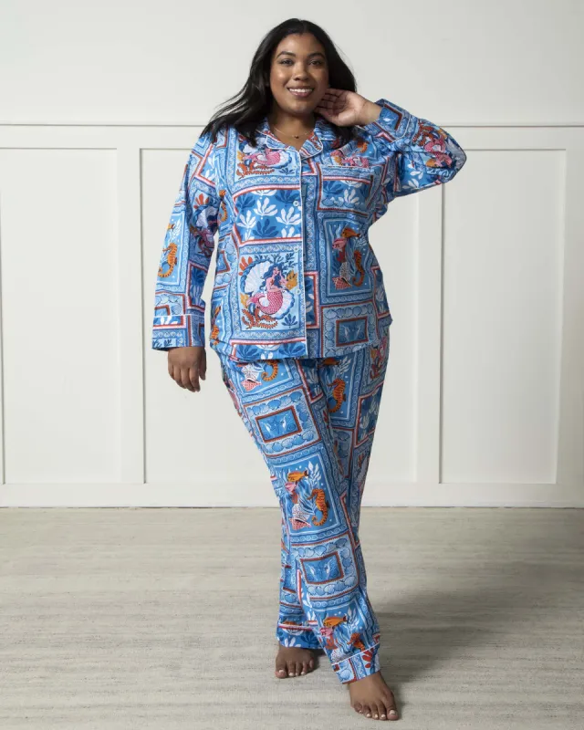 Tidal Tapestry - Petite Long PJ Set - Saltwater Blue sold by Printfresh