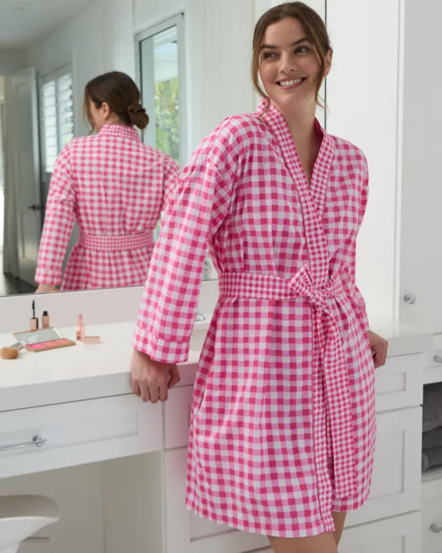 Garden Gingham - Getting Ready Robe - Pink Spritz sold by Printfresh