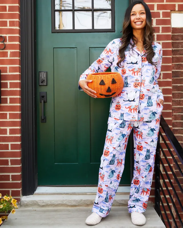 Halloween House Cats - Long PJ Set - Lavender sold by Printfresh