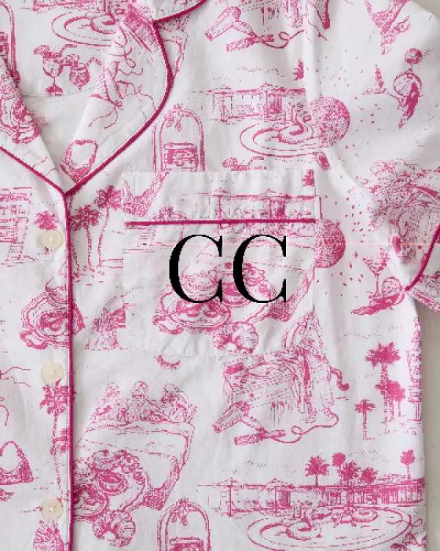 PF x Sean Taylor Girls' Trip Toile - Long PJ Set - Pink Cloud sold by Printfresh