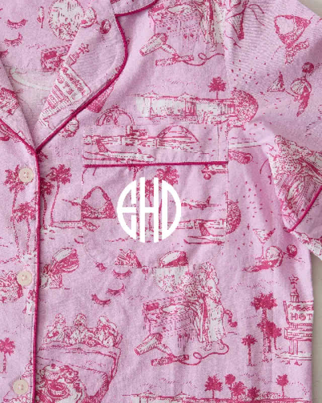 PF x Sean Taylor Girls' Trip Toile - Long PJ Set - Rose sold by Printfresh