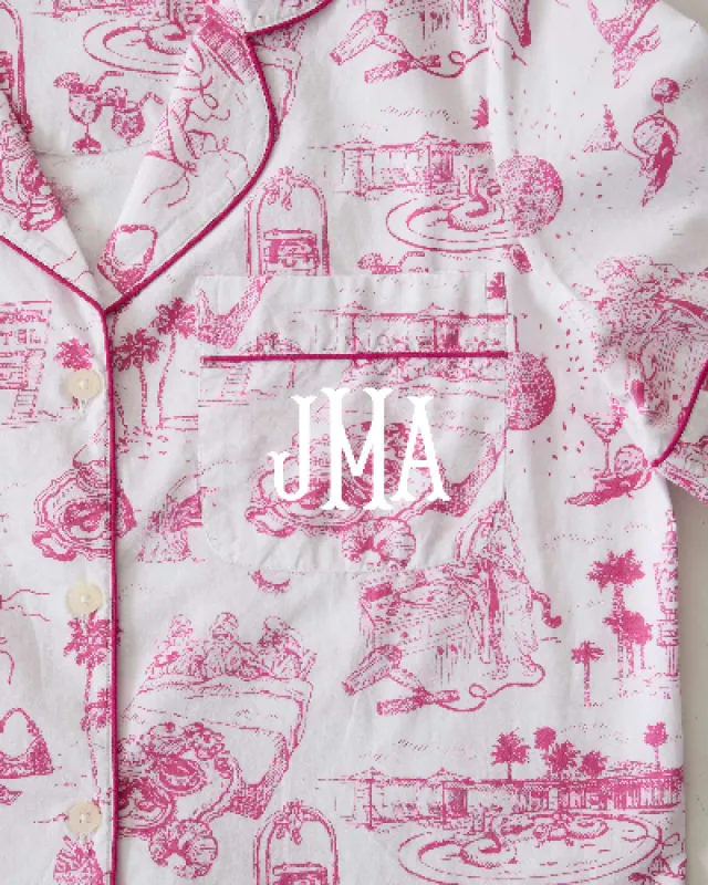 PF x Sean Taylor Girls' Trip Toile - Long PJ Set - Pink Cloud sold by Printfresh