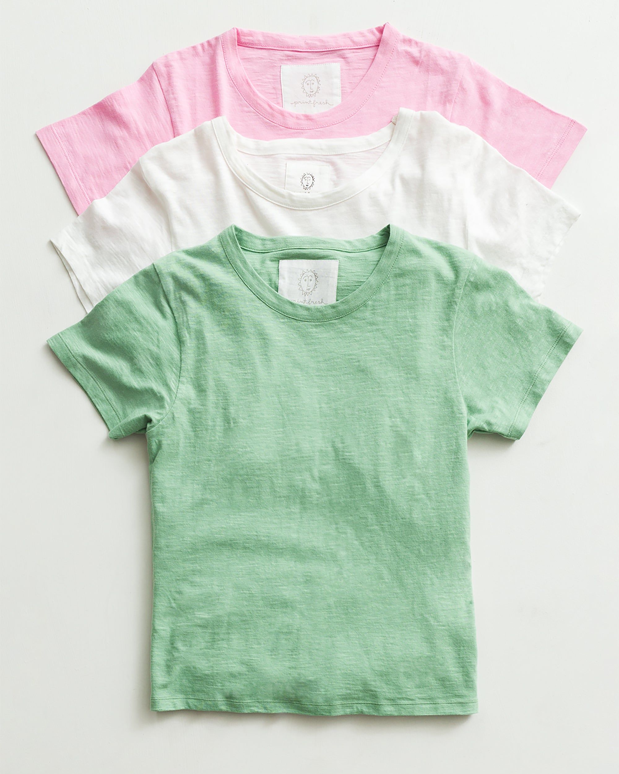 Saturday Tee - Knit T-Shirt 3-Pack - Spa Green/Pink Corvette/Cloud sold by Printfresh