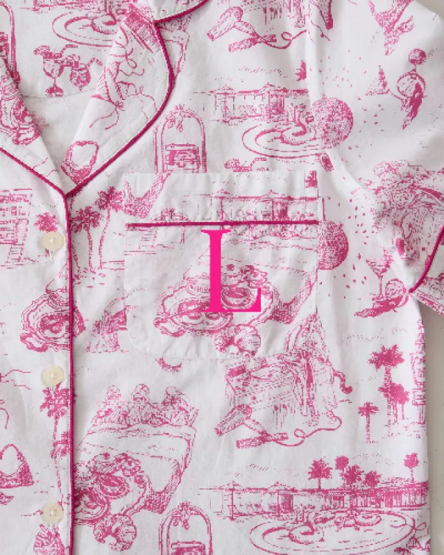 PF x Sean Taylor Girls' Trip Toile - Long PJ Set - Pink Cloud sold by Printfresh