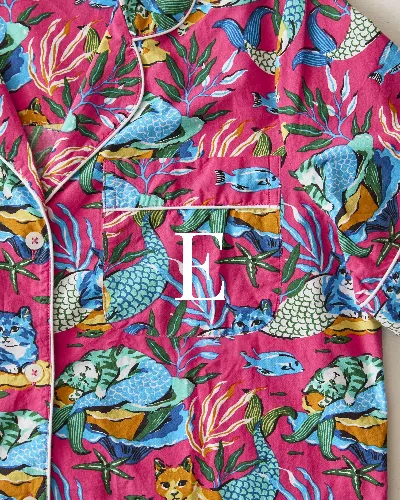 Meowing Mermaids - Short PJ Set - Hot Pink sold by Printfresh