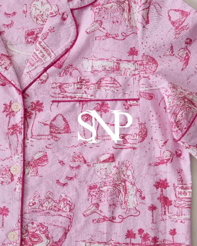 PF x Sean Taylor Girls' Trip Toile - Short PJ Set - Rose sold by Printfresh