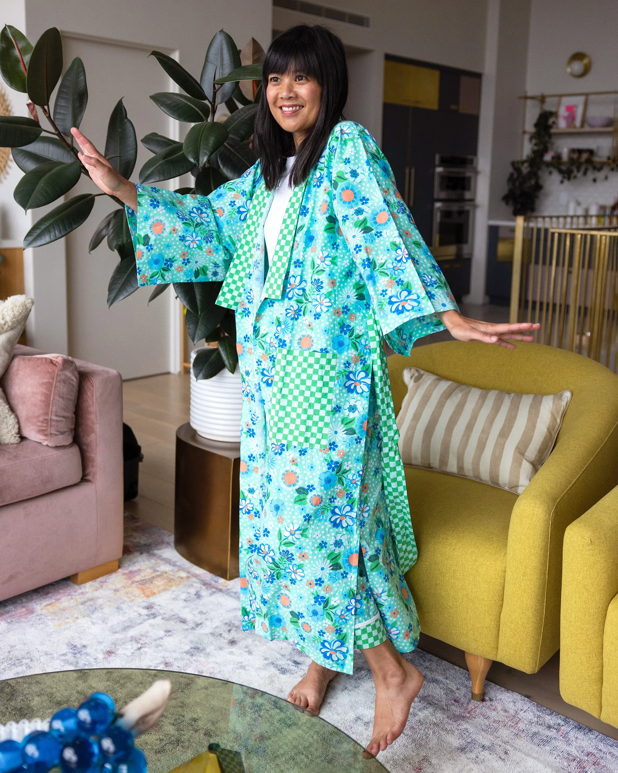 Printfresh x Oh Joy! - Posh Petals - Robe - Spearmint sold by Printfresh product image thumbnail 3