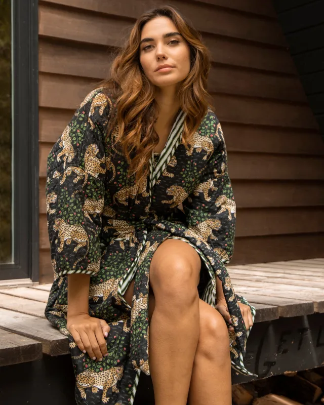 Bagheera - Reversible Quilted Robe - Ink sold by Printfresh