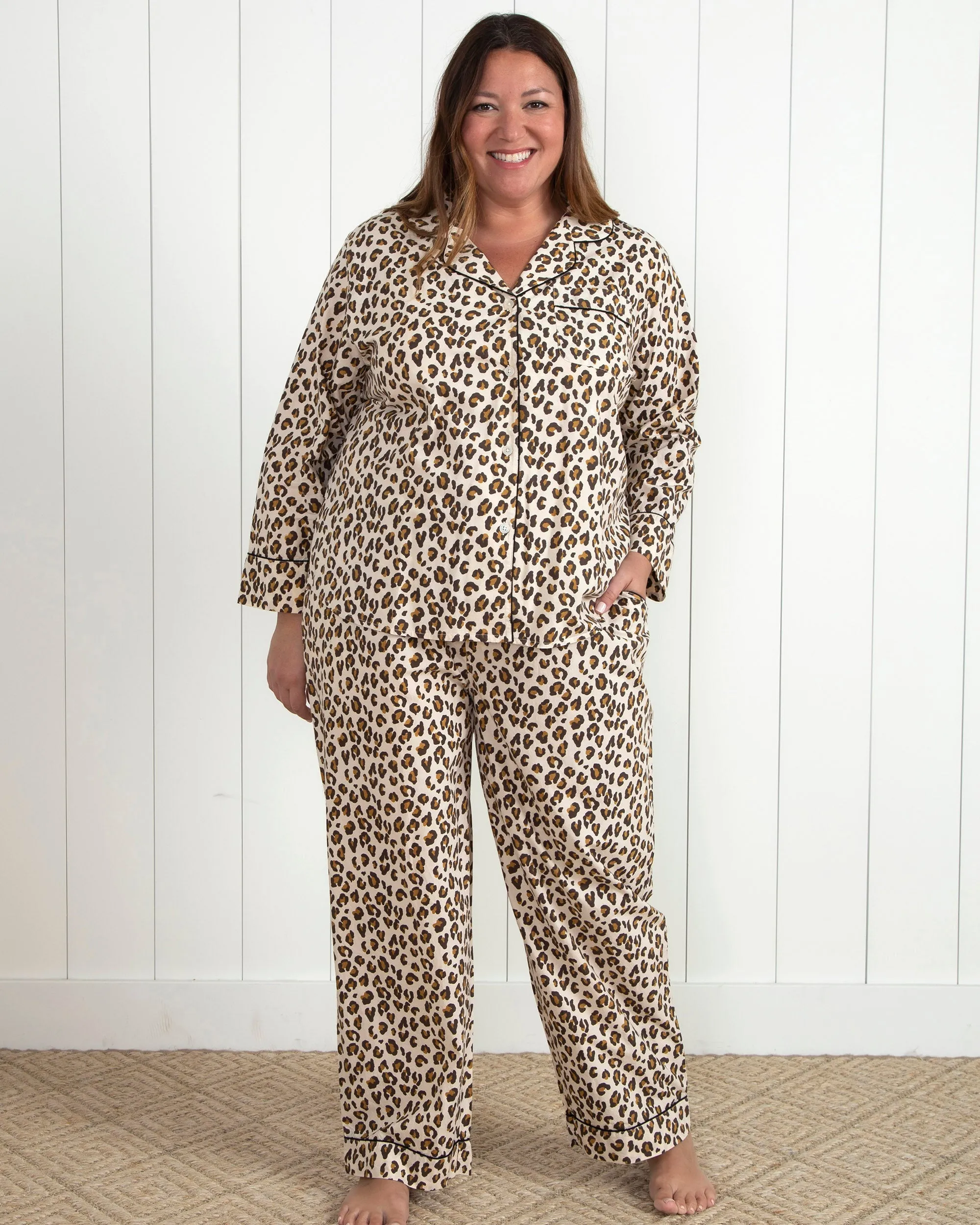 Lounging Leopard - Tall Long Sleep Set - Latte sold by Printfresh product image thumbnail 2