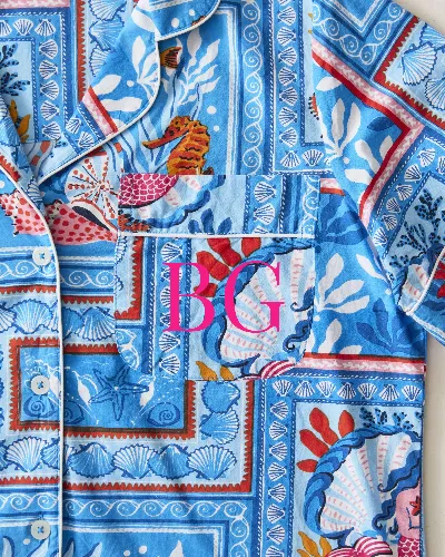 Tidal Tapestry - Long PJ Set - Saltwater Blue sold by Printfresh