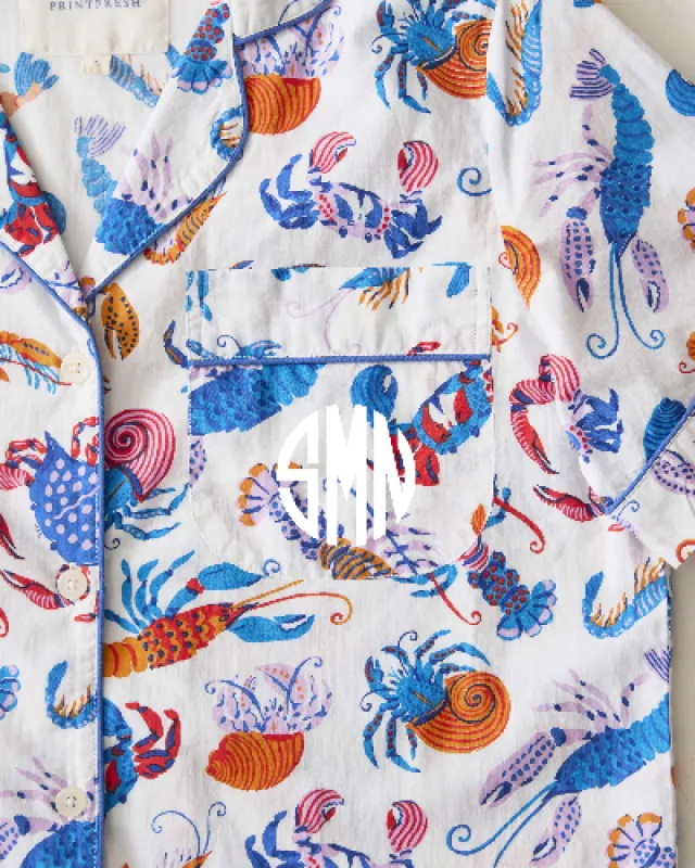 Pretty Pinchers - Short Sleeve Top & Cropped Pants Set - Cloud sold by Printfresh