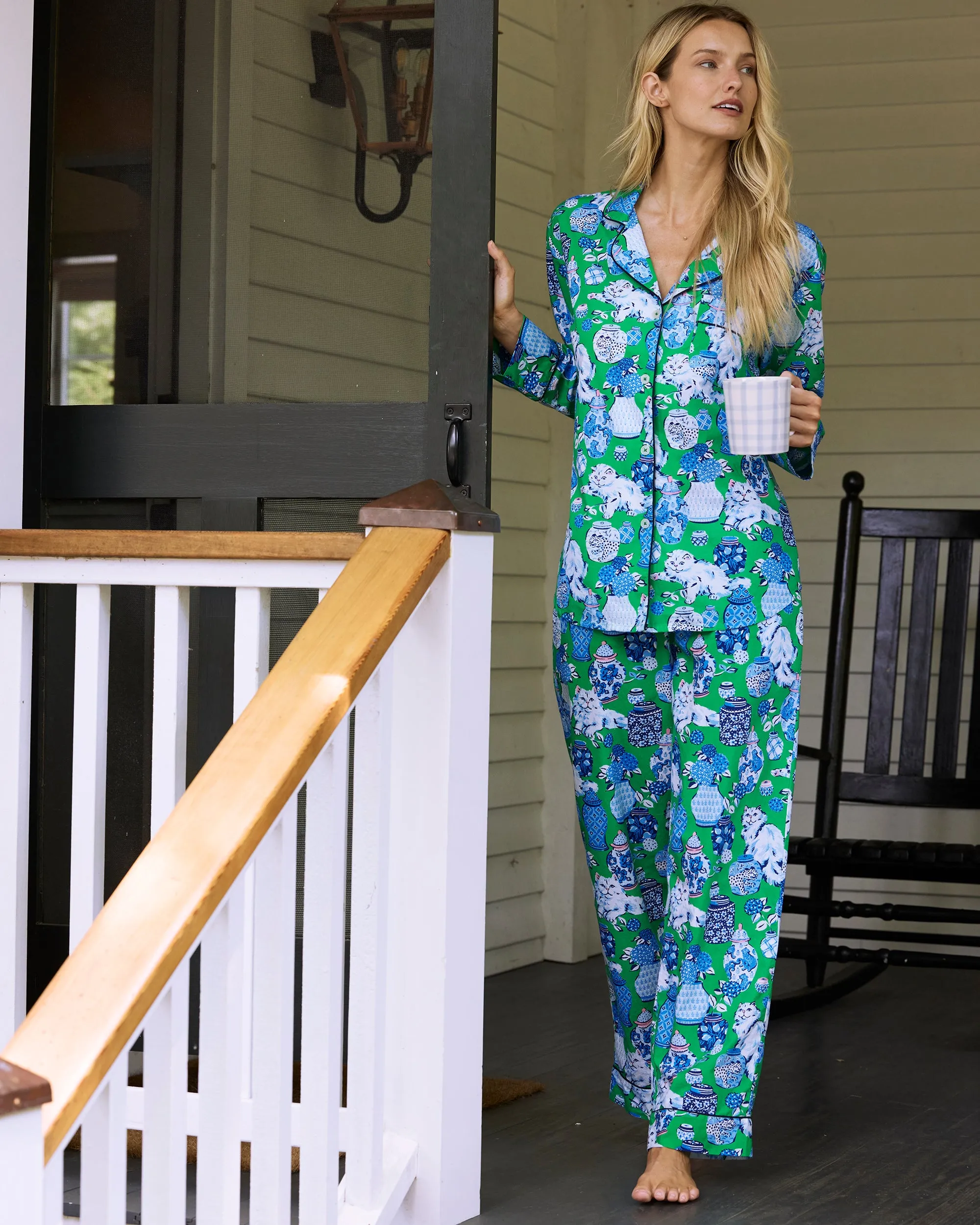 Fancy Cat - Long PJ Set - Green Juice sold by Printfresh product image thumbnail 3