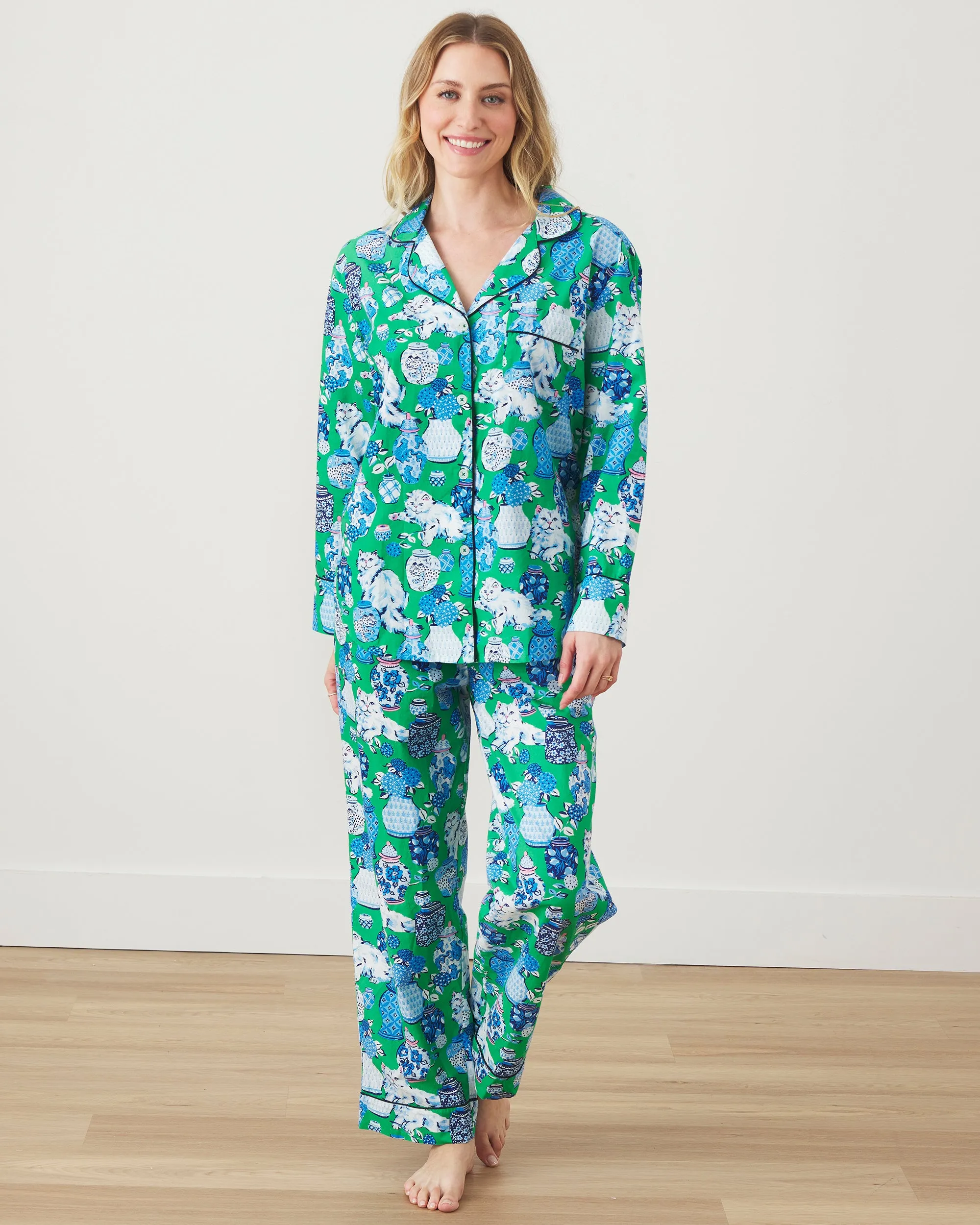 Fancy Cat - Long PJ Set - Green Juice sold by Printfresh product image thumbnail 5