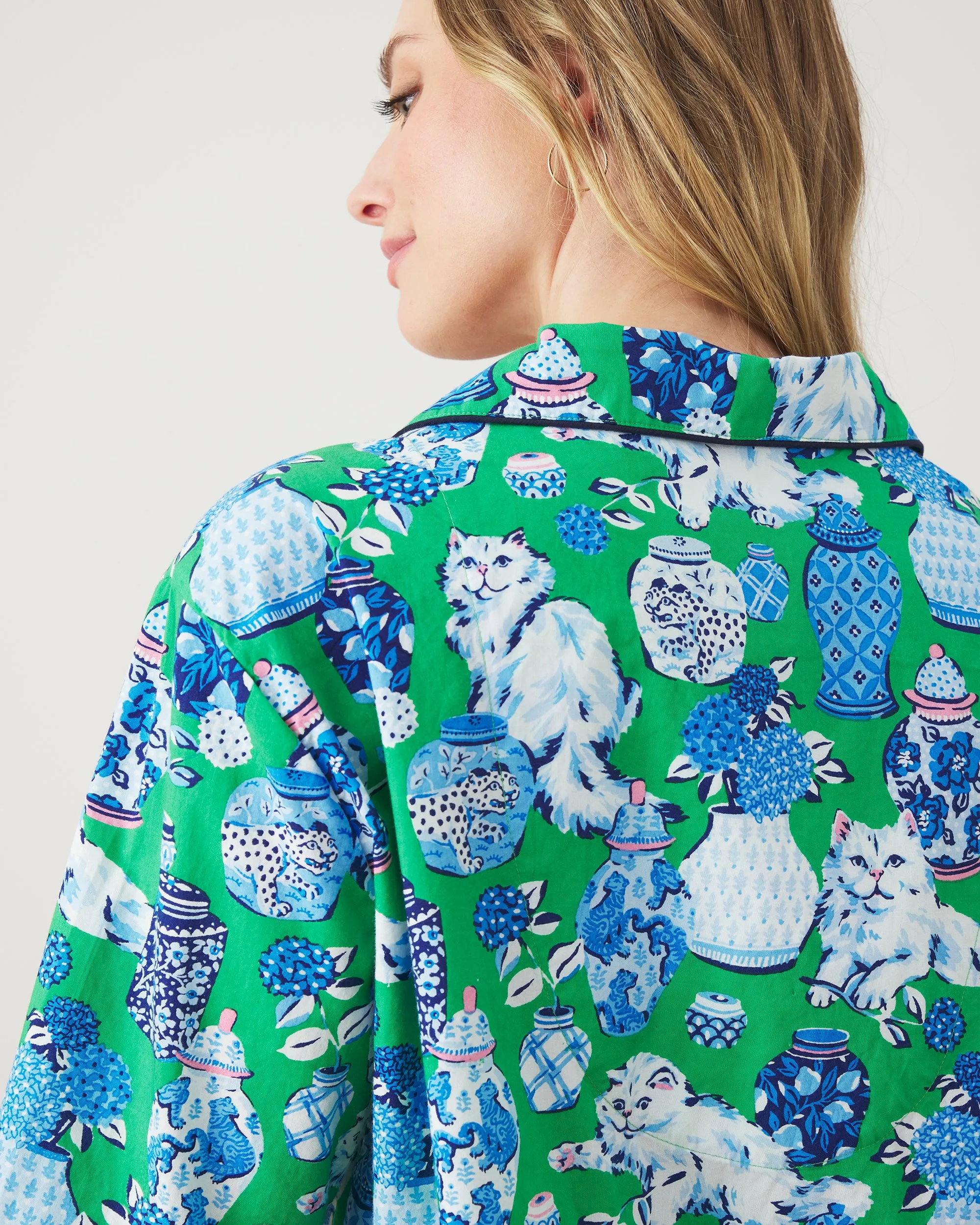 Fancy Cat - Long PJ Set - Green Juice sold by Printfresh product image thumbnail 2